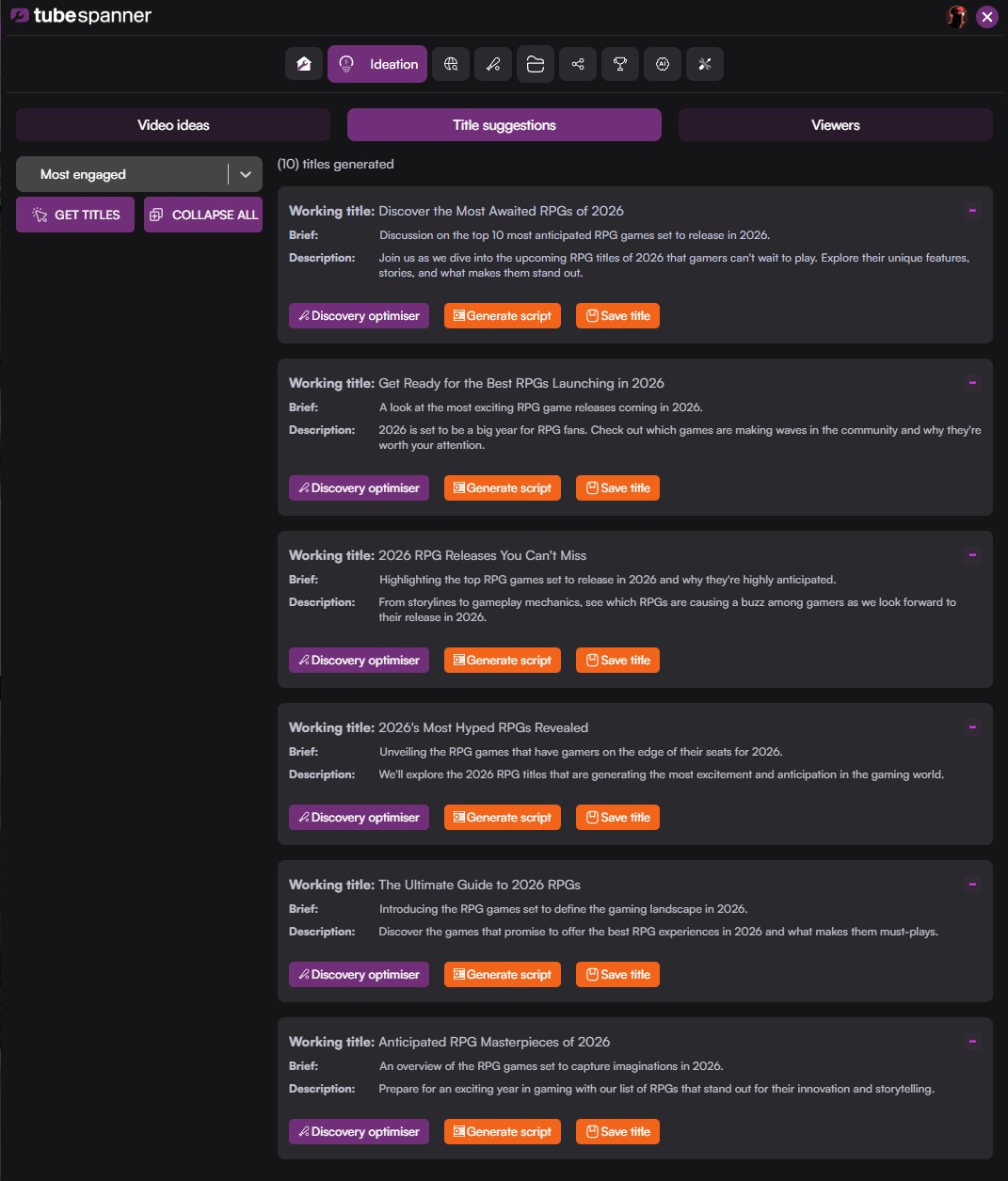 TubeSpanner Title suggestions