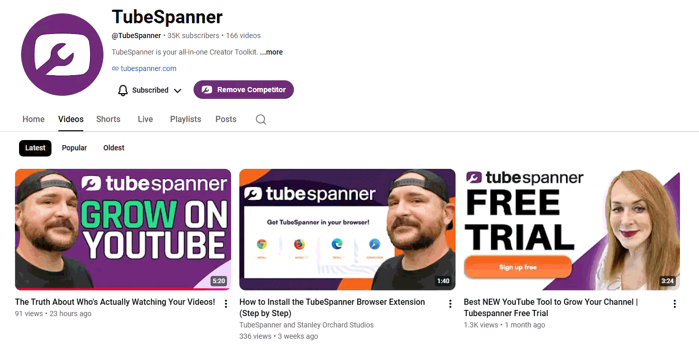 TubeSpanner Channel Preview