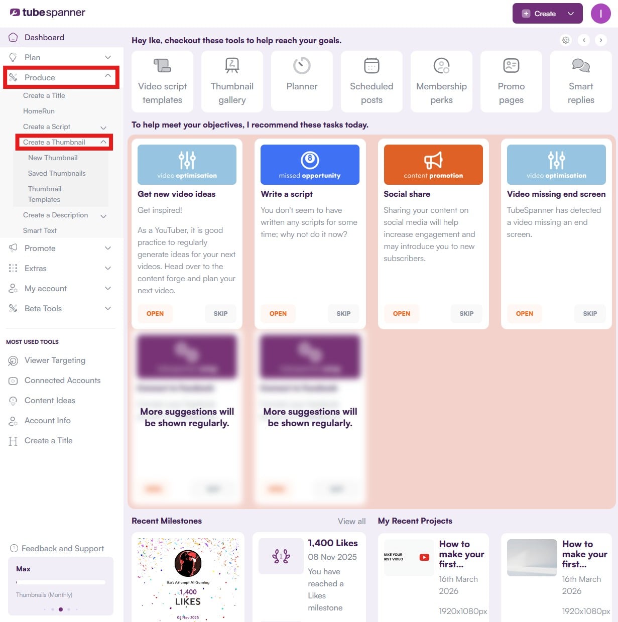 TubeSpanner Dashboard
