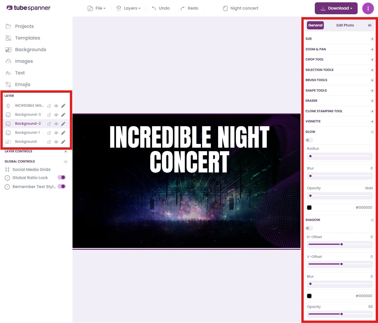 TubeSpanner Thumbnail Editor Layers