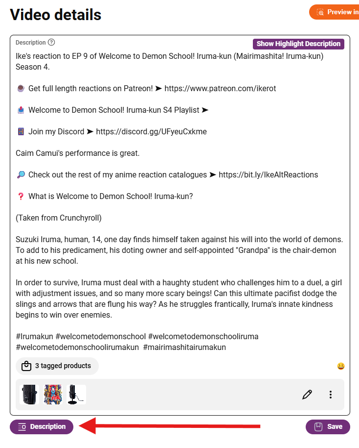 TubeSpanner Description Browser Extension