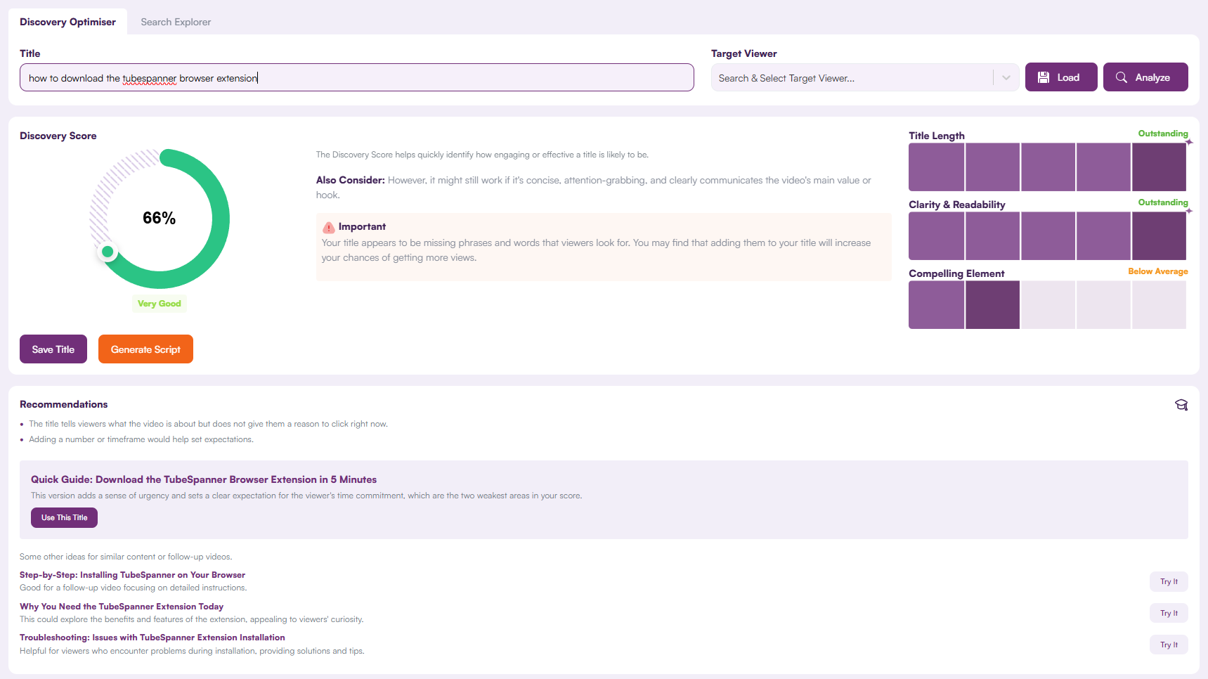 TubeSpanner Discovery Optimizer Dashboard