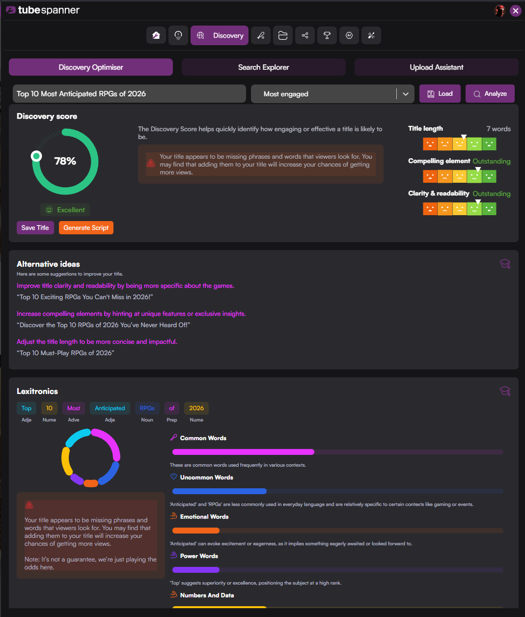 TubeSpanner Discovery Optimizer