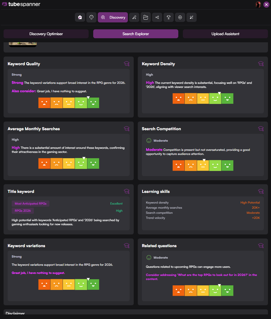 TubeSpanner Search Explorer