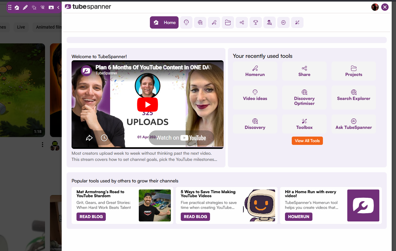 TubeSpanner browser extension