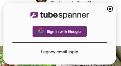 TubeSpanner sign in pop-up