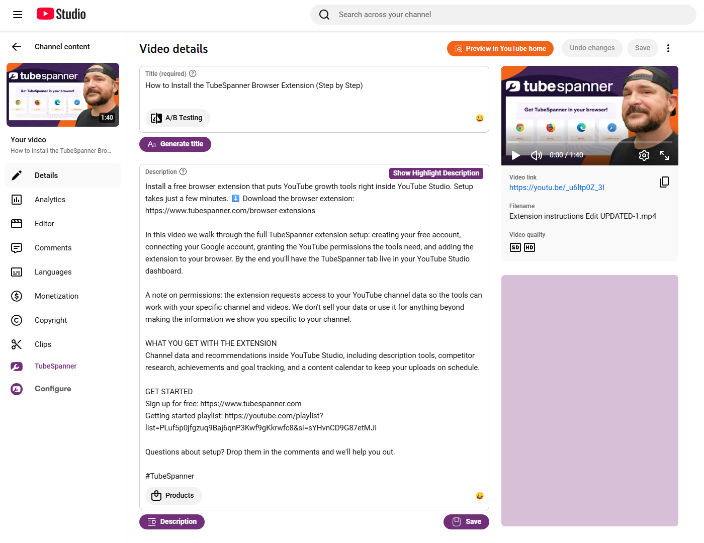 TubeSpanner Upload Assistant