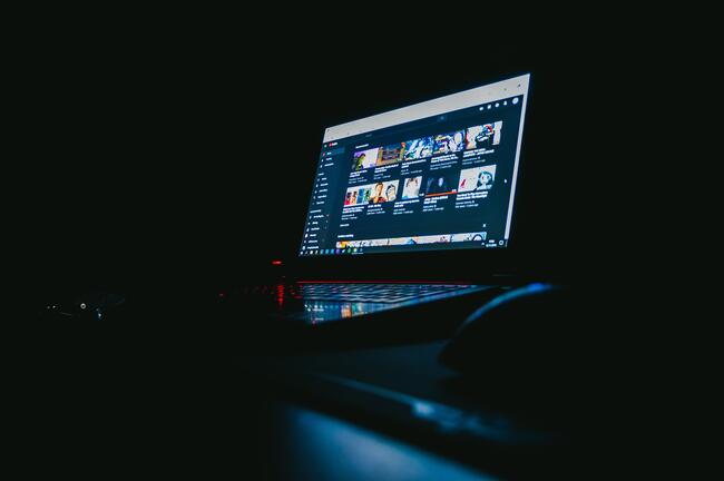 Moody image of YouTube on a computer