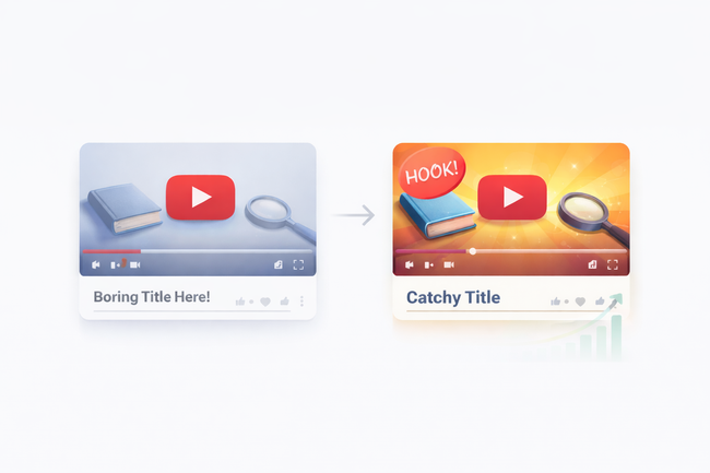 Side-by-side illustration of two YouTube thumbnails, showing a dull version compared to a more visually engaging and improved version.