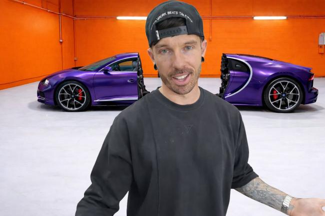 Mat Armstrong separating the chassis of a Bugatti Chiron Pur Sport during the rebuild