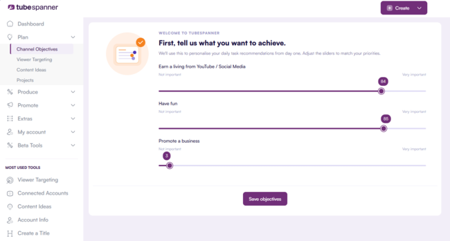 TubeSpanner channel objectives