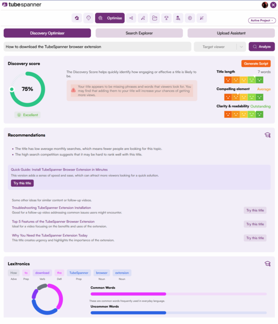 TubeSpanner Discovery Optimizer