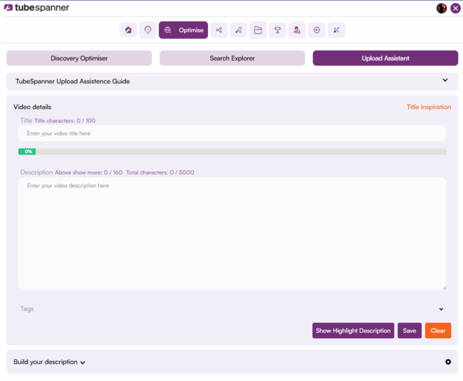 TubeSpanner upload assistant