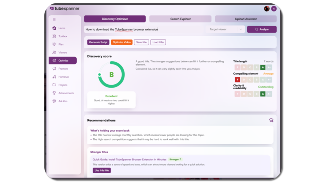 TubeSpanner Discovery Optimizer