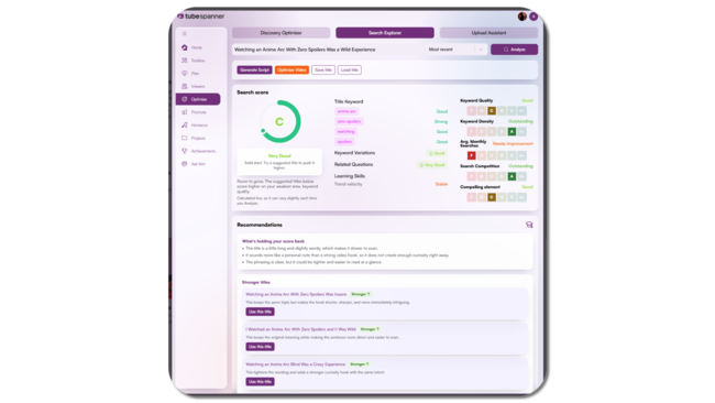 TubeSpanner Search Explorer
